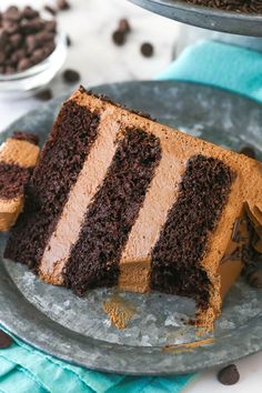 a slice of chocolate cake on a plate