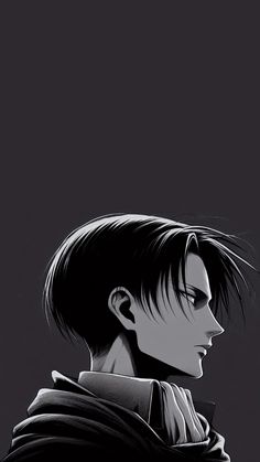 an anime character with short hair standing in front of a dark background