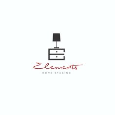 the logo for elements home staging, which is designed to look like an office desk