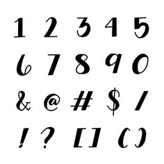 the numbers and symbols for each letter are shown in black on a white background,