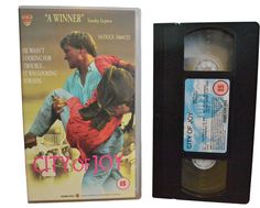 an old vhs movie with the title city of joy on it's back cover