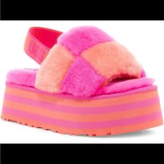 100% Authentic Disco Slide Ugg Nwt And Box Size 10 Limited Edition! Sold Out Everywhere In Size**** Color- Vibrant Coral / Rock Rose Ugg Store, Bedroom Goals, Platform Slippers, White Boots, Woven Labels, Kids Boots, Boots For Sale, Womens Uggs, Ugg Shoes