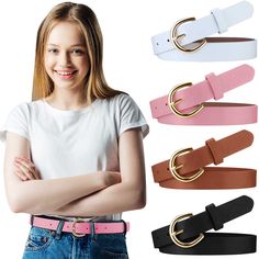 PRICES MAY VARY. Quality Materials: these color leather belts are made of quality PU leather and alloy buckle, strong and soft, not easy to fade; Light weight, not too much burden on the child's waist when wearing 2 Size to Choose: the width of the waistband of the children's pants is about 2.2 cm/ 0.86 inches and the waistband is available in 2 different lengths; Size medium supports a length of 90 cm/ 35.4 inches and size S is about 80 cm/ 31.5 inches; Please check the size before ordering Sim Girls Belts, Branded Belts, Brown Belt, Adjustable Belt, Leather Belts, Belted Dress, O Ring, Waist Belt, For Girls