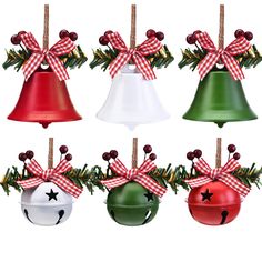 PRICES MAY VARY. Rich combination: you will receive 6 Christmas bell decorations with holly berry bows in 3 colors and 2 styles, namely red, green and white, each bell, bow and holly berry are combined into a Christmas bell ornament; The rich combination can meet your Christmas decoration needs Widely applied: the Christmas bells ornaments are available in different colors and styles, different colors and sizes to meet your various Christmas decoration needs; The decorative bells can be hung on Christmas Jingle Bells, Xmas Bells, Craft Bells, Bell Decorations, Christmas Ornament Ideas, Holiday Party Favors, Christmas Jingles, Crafts Holiday, Christmas Bell