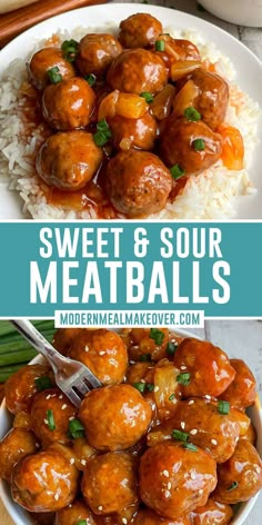 Sweet and sour meatballs over white rice. Meatballs Pineapple, Pineapple Tidbits, Meatball Dinner, Easy Hamburger, Meatballs Easy, Frozen Meatballs