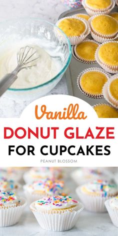 vanilla donut glaze for cupcakes with sprinkles on top