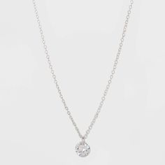 Sterling with Cubic Zirconium Necklace - A New Day Silver/Gray, Women's Silver Fancy Necklace, Silver Necklaces Simple Classy, Christmas Necklaces, Sliver Necklace, Silver Necklace Simple, Silver Diamond Necklace, Necklaces Silver, Cheap Necklaces, Layered Necklaces Silver