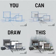 three different types of architectural drawings with the words you can draw