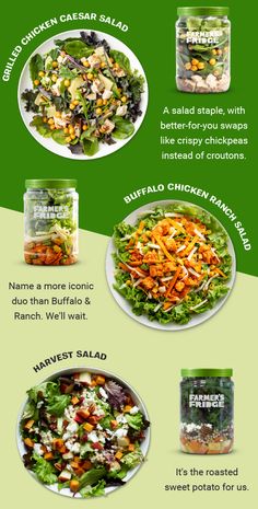 an info sheet describing the different types of salads and what they are made with them