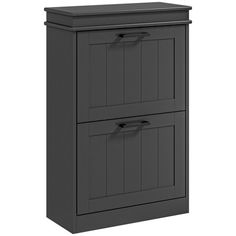 a gray cabinet with two drawers on top