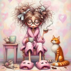 Old Lady Cartoon, Old Lady Humor, Cartoon Body, Living With Cats, Good Morning Inspiration, Teen Art, Morning Inspiration, Cartoon Quotes