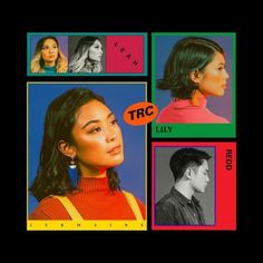 the album cover for trc's lily features four images of people with different hair colors