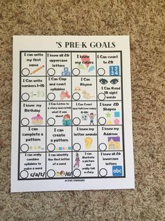 a printable spelling game for the s'prek goal on carpeted floor