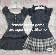 Female Horror Game Protagonist Outfits, Horror Game Protagonist Outfit, Female Horror Protagonist, Fatal Frame Aesthetic, Protagonist Outfit, Himekaji Outfits, Horror Game Protagonist, Gloomy Coquette, Game Protagonist