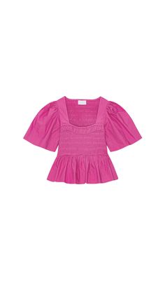 With its flattering shirred design and playful peplum silhouette, this blouse is perfect for adding some fun to your wardrobe. Stand out from the crowd and rock this quirky top!" Fuchsia pink Shirred effect Square neck Short puff sleeves Peplum hem Colour may vary due to lighting on images. The product images (without model) are closest to the true colour of the product.Item runs true to size chart and is cut to suit our size chart. Please refer to our size chart for the best fit. Do not size up or down.