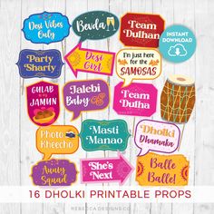 16 dhohki printable props for birthdays, baby showers and other parties