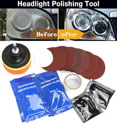 the headlight polishing tool is being used to remove scratches from your car's headlights