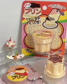 an assortment of japanese desserts on display