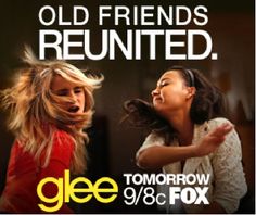 an old friend's reunited poster with two women laughing and the caption glee tonight