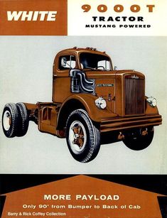 an old model truck is shown in this advertisement for the white tractor motor power company