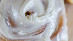 a close up view of a doughnut with icing