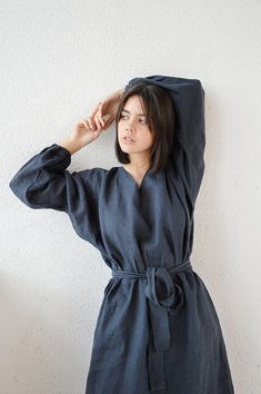 Midi linen dress / Long sleeve dress / V-neck dress / Midnight blue dress / Woman's dress / Linen clothing / Сomfortable dress Spring V-neck Tunic For Loungewear, Blue Linen Long Sleeve Dress, Blue Long Sleeve Linen Dress, Relaxed Fit V-neck Loungewear Dress, Blue V-neck Tunic For Spring, Summer V-neck Long Sleeve Dress For Daywear, Blue V-neck Long Sleeve Dress, Blue Linen Long Sleeve Dress With Relaxed Fit, Blue Linen Dress With Long Sleeves, Relaxed Fit