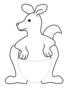 the outline of a kangaroo sitting on its hind legs, with one foot in the pocket