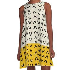 Loose-fit, mid-length sleeveless dress with silky handfeel. Printed on both sides. Machine washable. Size range XS-2XL. Yellow mid century art mustard color tribal pattern Mustard Color, Mid Century Art, Long Tshirt, Woven Dress, Dress For Sale, Dress Fabric, Chiffon Tops, Mid Length, Dresses For Sale