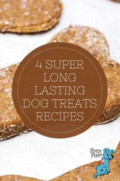 4 Super Long Lasting Dog Treats Recipes - PatchPuppy.com Long Lasting Dog Treats, Dog Treats Recipes, Dog Cookie Recipes, Homemade Pet Treats