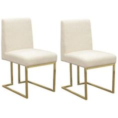 Set of 2 Dining Chairs in Cream Fabric Gold Metal Frame Dining Chairs LOOMLAN By Diamond Sofa Dinette Chairs, White Dining Chairs, Contemporary Dining Chairs, Cream Fabric, Modway Furniture, Fabric Dining Chairs, Home Desk, Sofa Sale, Dining Arm Chair