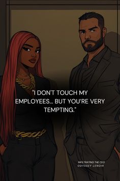 two people standing next to each other with the caption i don't touch my employees, but you're very tempting