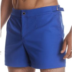 Our classic Hudson shorts give you a modern, slim-fit with short rises - perfect for a tailored look. We live your values by sourcing sustainable certified organic cotton for this collection (Better Cotton Initiative).   BCI is spun from organic cotton yarns and comes from one of the world's top cotton suppliers, known for their commitment to clean chemistry, water stewardship and protecting the natural environment. Machine or hand wash in cool water. Do not bleach. Tumble dry.  Product Details: Royal Blue Tailored modern fit, short rise, 5” inseam Adjustable engraved buckles at waistband Front zipper, engraved snap at front closure Front slit pockets Back welt pocket Back hanger loop and side slits 96% BCI Organic US Cotton, 4% Spandex  Made in New York City Fitted Shorts With Straight Hem For Spring, Modern Fitted Blue Bottoms, Slim Fit Bottoms With Straight Hem For Summer, Modern Fitted Bottoms With Short Inseam, Fitted Cotton Shorts With Straight Hem, Classic Fitted Bermuda Shorts For Summer, Fitted Classic Bermuda Shorts For Summer, Classic Summer Shorts With Straight Hem, Classic Fitted Bermuda Shorts