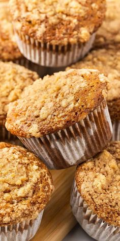 These Banana Crumb Muffins feature a cinnamon-brown sugar streusel topping on an ultra-moist muffin. Quick and easy to make, they’re great for breakfast or a light after dinner treat with a cup of coffee or tea. Crumb Muffins, Banana Crumb Muffins, Muffins