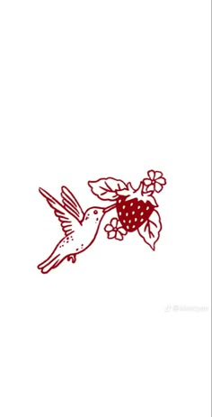 a drawing of a hummingbird flying with flowers on it's back end and wings