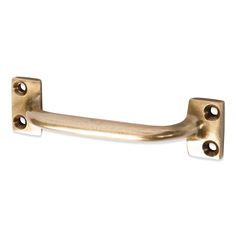 an antique brass door handle on a white background