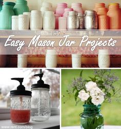 mason jar projects with text overlay that says easy mason jar projects