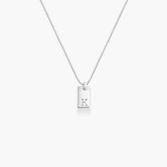 Willow Tag Initial Necklace - Sterling Silver-5 Initial Jewelry Silver, Mens Initial Necklace, Initial Necklace For Boyfriend, Dainty Silver Jewelry, Silver Letter Necklace, Necklace For Couples, Luna Fashion, Safety Policy, Silver Initial Necklace