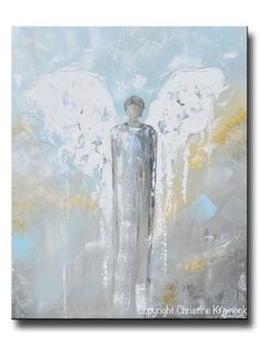 an angel standing in the middle of a painting