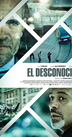 the movie el desconoccioo is shown in three different pictures, including a man