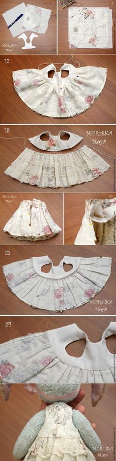 instructions to make an origami doll's dress with wings and collars