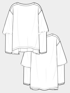 the front and back view of a white top with ruffles on it,