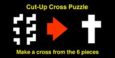 a cross and an arrow with the words cut - up cross puzzle