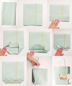 step by step instructions to make an origami gift bag