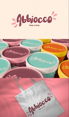 an advertisement for abiocco's ice creams with the name abiocco on it