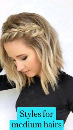 Cute Braid Hairstyles, Medium Hairs, Cute Braided Hairstyles, Hair Tips Video, Updos For Medium Length Hair, Short Straight Hair, Sporty Hairstyles, Braid Hairstyles, Retro Hairstyles