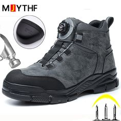 New Rotating Buttons Men Work Boots Steel Toe Cap Protective Shoes Safety Boots Men Anti Puncture Safety Boots Men, Men Work Boots, Steel Toe Boots, Safety Boots, Work Boots, Boots Men, Boots, Quick Saves