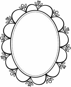 a black and white drawing of an oval frame