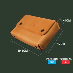 the leather case is shown with measurements