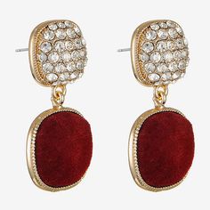 Included: 1 Pair of EarringsFeatures: Rhinestones, HypoallergenicEarring Back: PostShape: CushionMetal Color: Gold ToneEarring Length: 36mmEarring Width: 18mmCare: Wipe CleanStone Type: 38 GlassEarrings Type: Post EarringsEarrings Style: Drop EarringsMetal: ZincCountry of Origin: Imported Red Round Earrings With Sparkling Stones, Red Crystal Round Earrings, Red Rhinestone Earrings For Formal Occasions, Formal Red Rhinestone Earrings, Glass Drop Earrings, Monet Jewelry, Earrings Red, Earrings Drop, Jewelry Gold