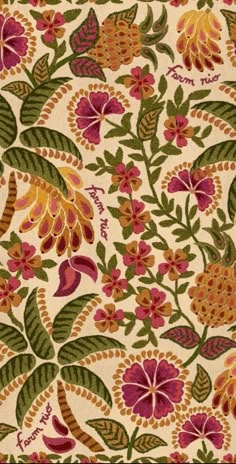 a floral pattern with leaves and flowers